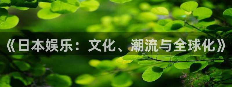 伟德国际是什么意思：《日本娱乐：文化、潮流与全球化》
